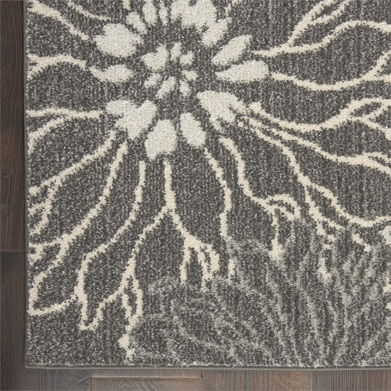 Pemberly Row 9' x 12' Charcoal/Blue Contemporary Indoor Rug Polypropylene
