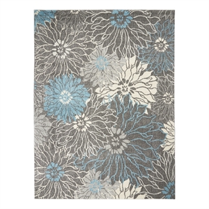 Pemberly Row 9' x 12' Charcoal/Blue Contemporary Indoor Rug Polypropylene