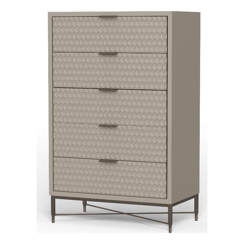 Pemberly Row Modern / Contemporary 5 Drawer Chest in Taupe Finish