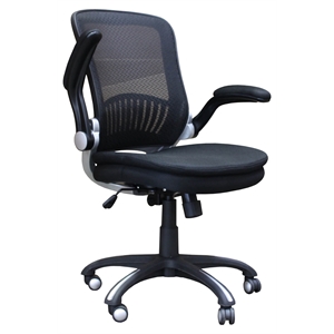 Pemberly Row 40&quot Transitional Polyester Desk Chair in Black Finish