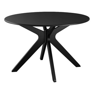Pemberly Row 47&quot Round Modern Solid Rubberwood Dining Table in Black