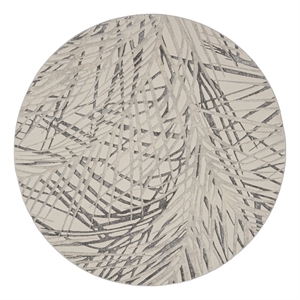 Pemberly Row Rustic Textures 63&quot Round Fabric Indoor Rug in Ivory/Gray Painterly