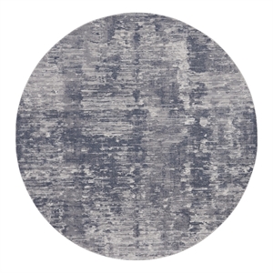 Pemberly Row Rustic Textures 94&quot Round Fabric Indoor Rug in Gray Painterly