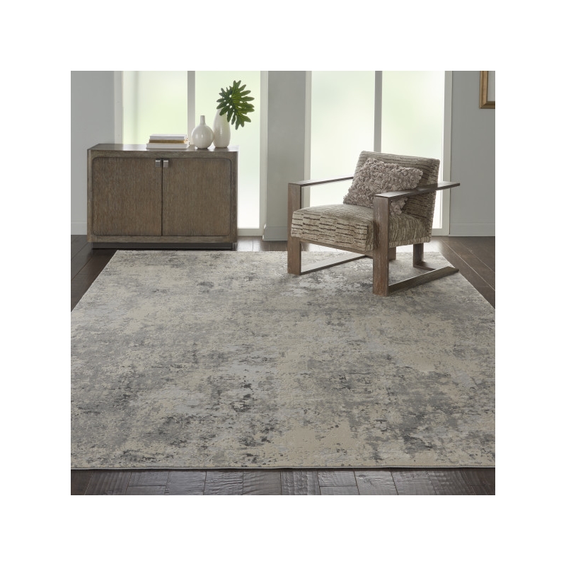 Pemberly Row Rustic Textures Fabric Painterly Indoor Rug in Gray/Beige
