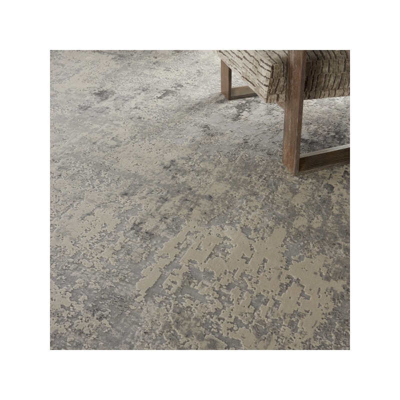 Pemberly Row Rustic Textures Fabric Painterly Indoor Rug in Gray/Beige