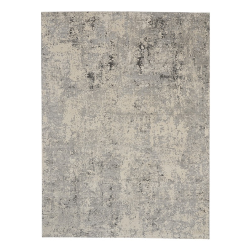 Pemberly Row Rustic Textures Fabric Painterly Indoor Rug in Gray/Beige