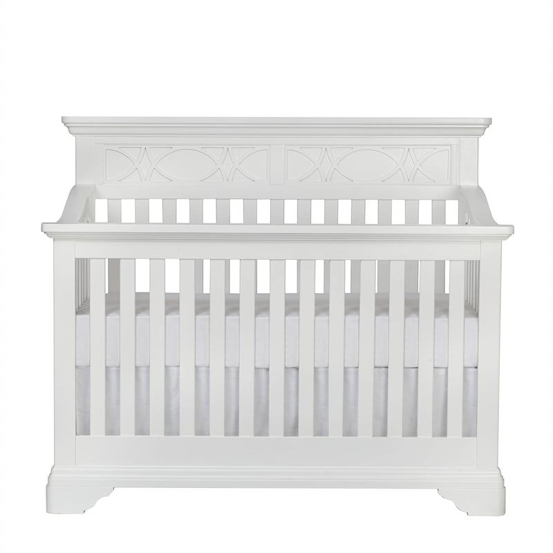 Pemberly Row Traditional Wood 4-in-1 Convertible Crib in White Lace