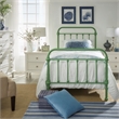 Pemberly Row Twin Size Antique Graceful Victorian Metal Bed in Meadow Green
