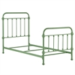Pemberly Row Twin Size Antique Graceful Victorian Metal Bed in Meadow Green