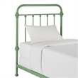 Pemberly Row Twin Size Antique Graceful Victorian Metal Bed in Meadow Green