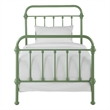 Pemberly Row Twin Size Antique Graceful Victorian Metal Bed in Meadow Green