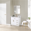Pemberly Row Wood Vanity in White w/ Grain White Composite Stone Top no Mirror