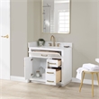 Pemberly Row Wood Vanity in White w/ Grain White Composite Stone Top no Mirror