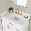 Pemberly Row Wood Vanity in White w/ Grain White Composite Stone Top no Mirror