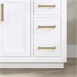 Pemberly Row Wood Vanity in White w/ Grain White Composite Stone Top no Mirror