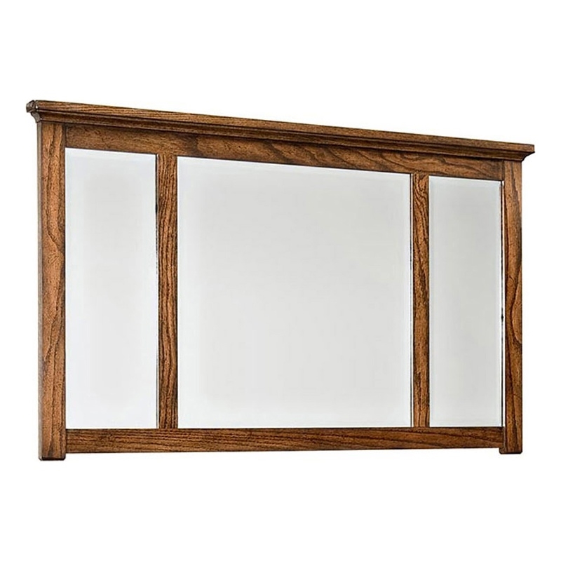 Pemberly Row Modern Oak Wood Bedroom Dresser Mirror in Brown