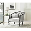 Pemberly Row Linen Chair with Wooden Frame and Pillow in Gray and Dark Brown