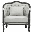 Pemberly Row Linen Chair with Wooden Frame and Pillow in Gray and Dark Brown