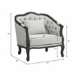 Pemberly Row Linen Chair with Wooden Frame and Pillow in Gray and Dark Brown