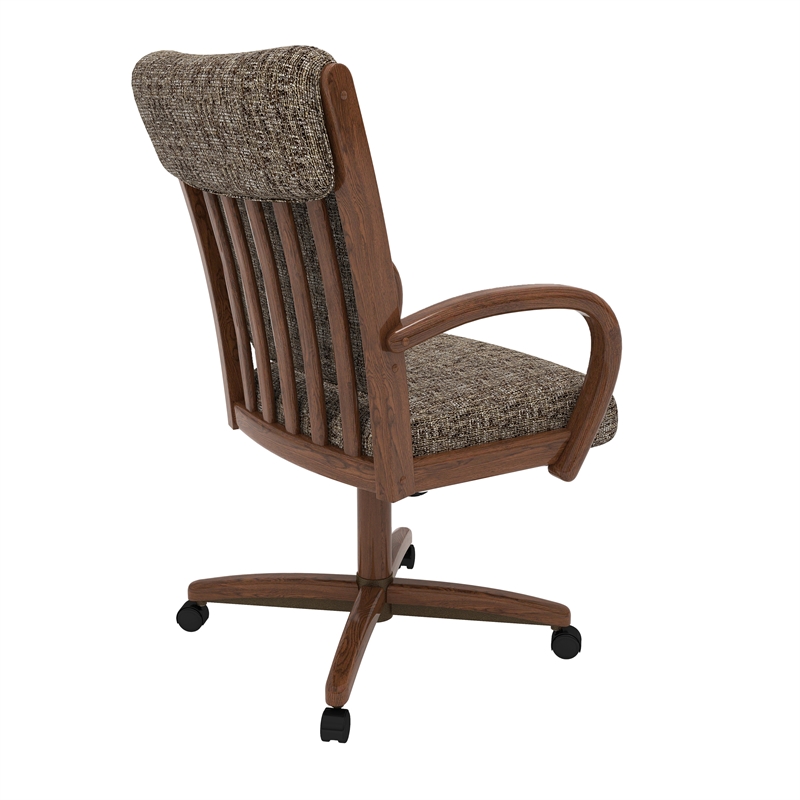 Pemberly Row Solid Wood Caster Dining Chair in Walnut Finish