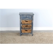 Pemberly Row Contemporary Solid Wood Ocean Blue Storage Table