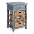 Pemberly Row Contemporary Solid Wood Ocean Blue Storage Table