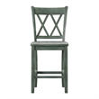 Pemberly Row Double X-Back Wood Counter Height Chairs (Set of 2) in Sage Green