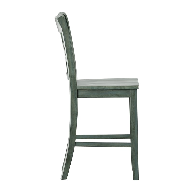 Pemberly Row Double X-Back Wood Counter Height Chairs (Set of 2) in Sage Green