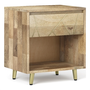 Pemberly Row Solid Wood 22&quotW Contemporary Bedside Nightstand Table in Natural