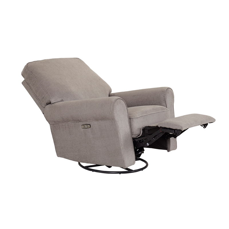 Pemberly Row Fabric Power Glider and Recliner in Platinum Gray