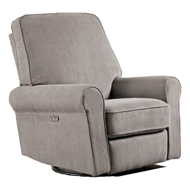 Pemberly Row Fabric Power Glider and Recliner in Platinum Gray