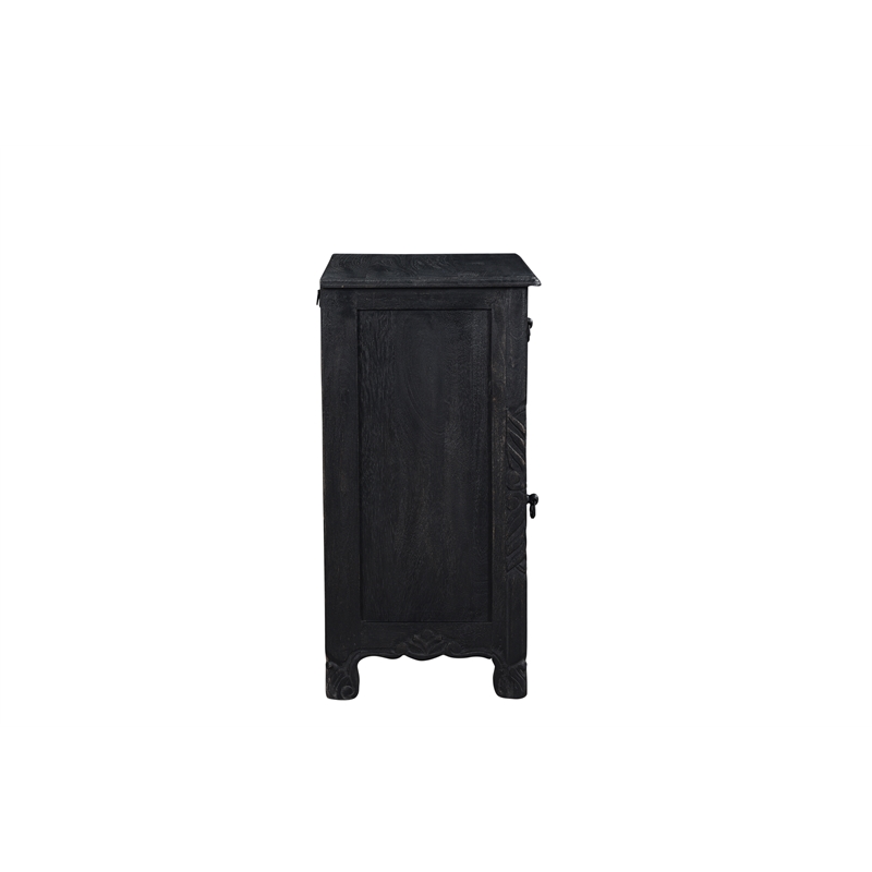 Pemberly Row 1-drawer 1-door Solid Wood Nightstand (Right) in Black