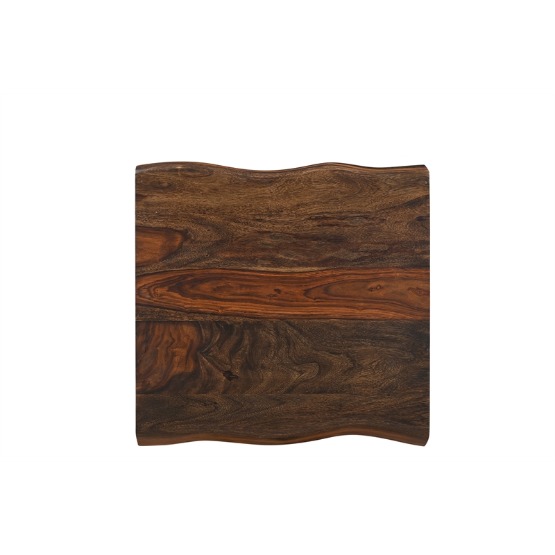 Pemberly Row Modern Live Edge Solid Wood End Table in Dark Brown