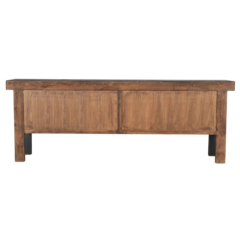 Pemberly Row 11-Drawer Reclaimed Pine Wood Console Table in Black