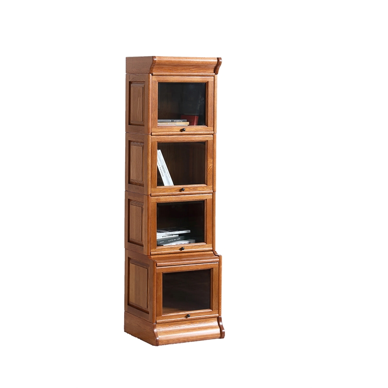 Pemberly Row Modern Wood Narrow Barrister Bookcase in Cherry