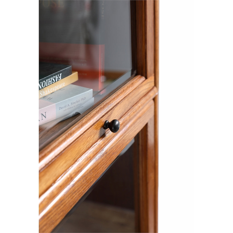 Pemberly Row Modern Wood Narrow Barrister Bookcase in Cherry