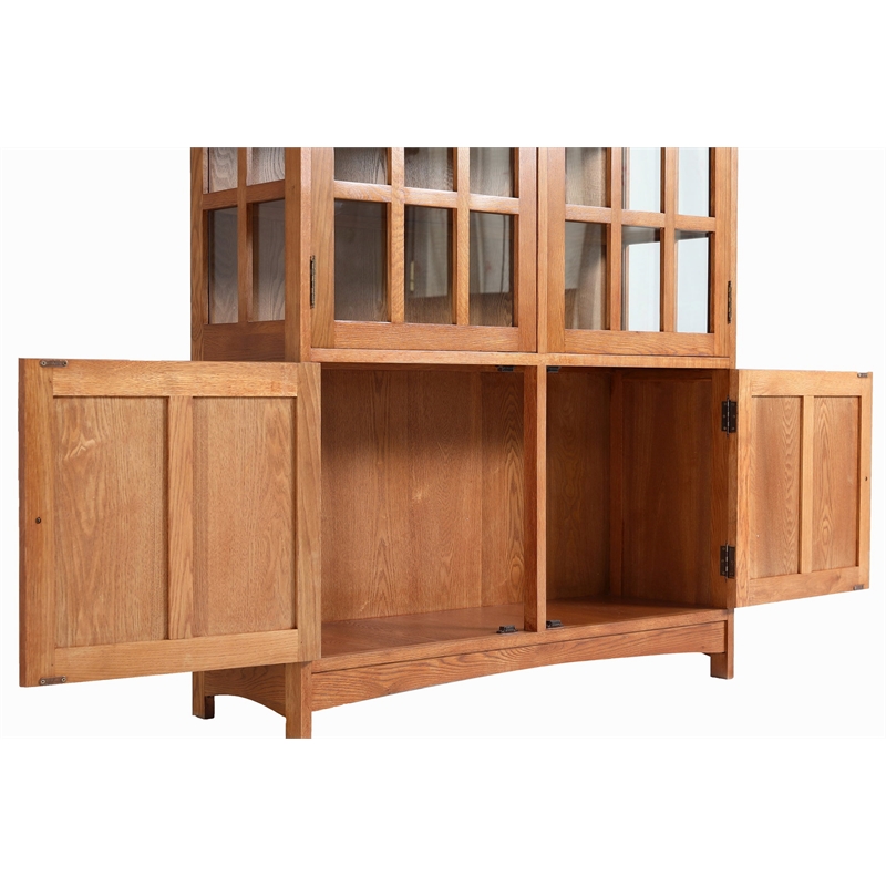 Pemberly Row Modern Solid Wood Display China Cabinet in Cherry