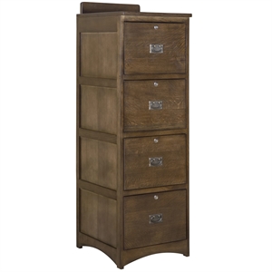 Pemberly Row Contemporary 4-Drawer Wood File Cabinet in Walnut