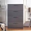 Pemberly Row Glossy 4-Drawer Engineered Wood Jumbo Chest in Dark Gray