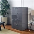 Pemberly Row Glossy 4-Drawer Engineered Wood Jumbo Chest in Dark Gray