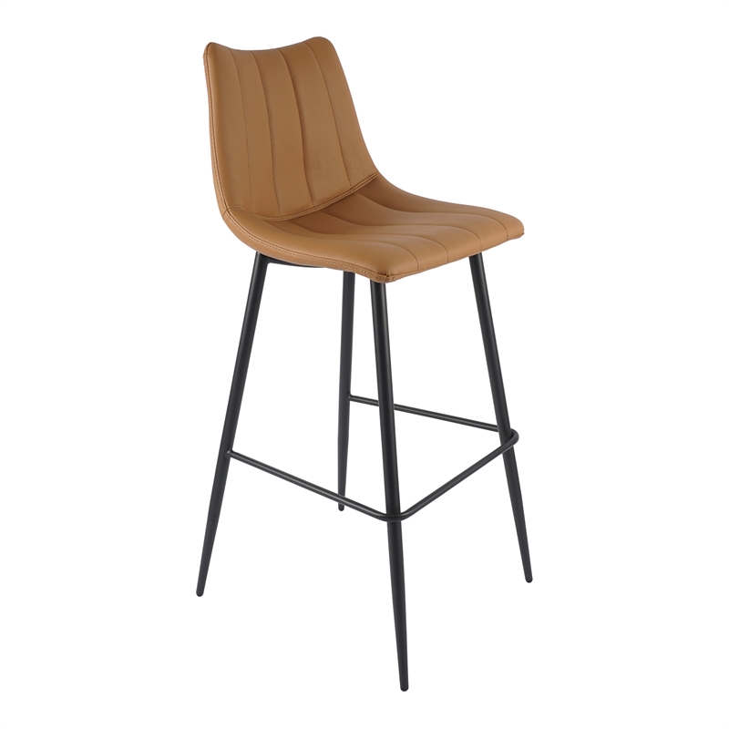 Pemberly Row Modern Barstool Tan Set of 2 Brown Vegan Leather