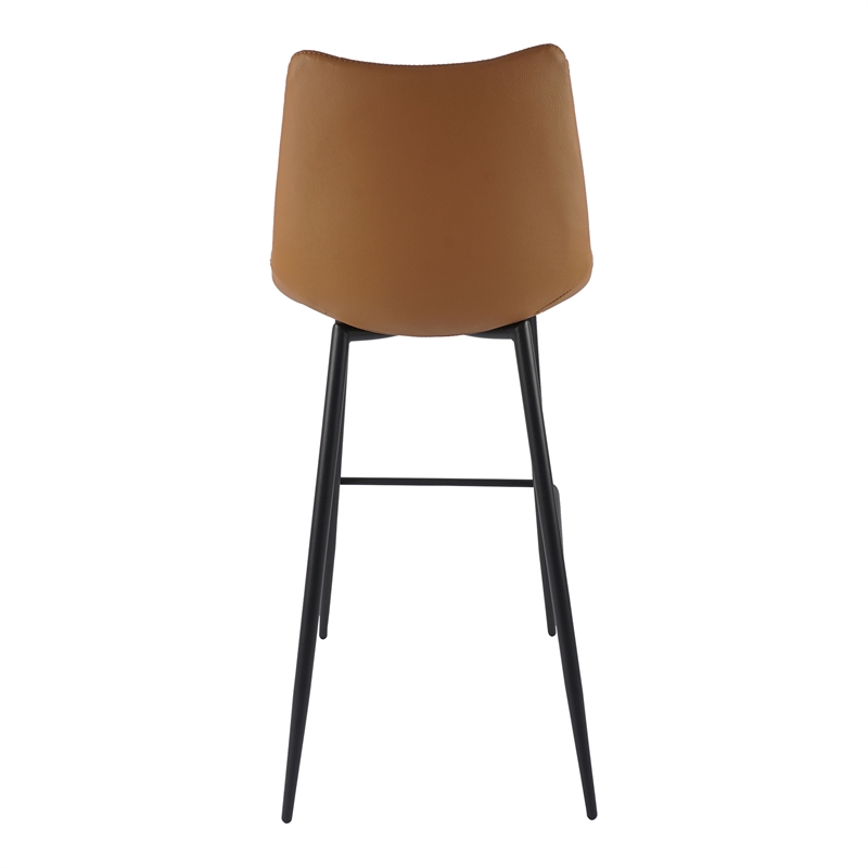 Pemberly Row Modern Barstool Tan Set of 2 Brown Vegan Leather
