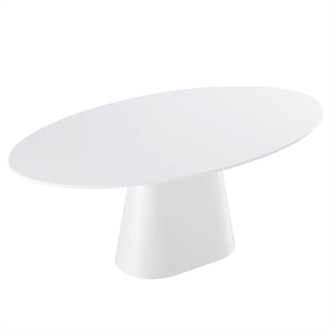 Pemberly Row Modern 75&quot Oval MDF Wood Dining Table in White Finish