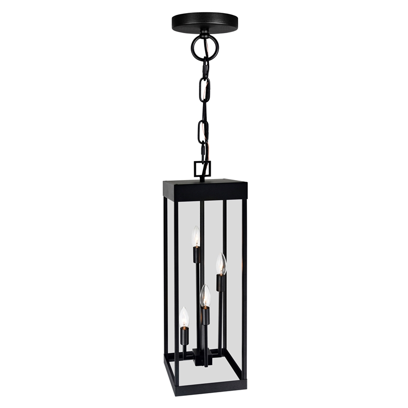 Pemberly Row Modern 4 Light Black Metal Outdoor Ceiling Light