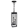 Pemberly Row Modern 4 Light Black Metal Outdoor Ceiling Light