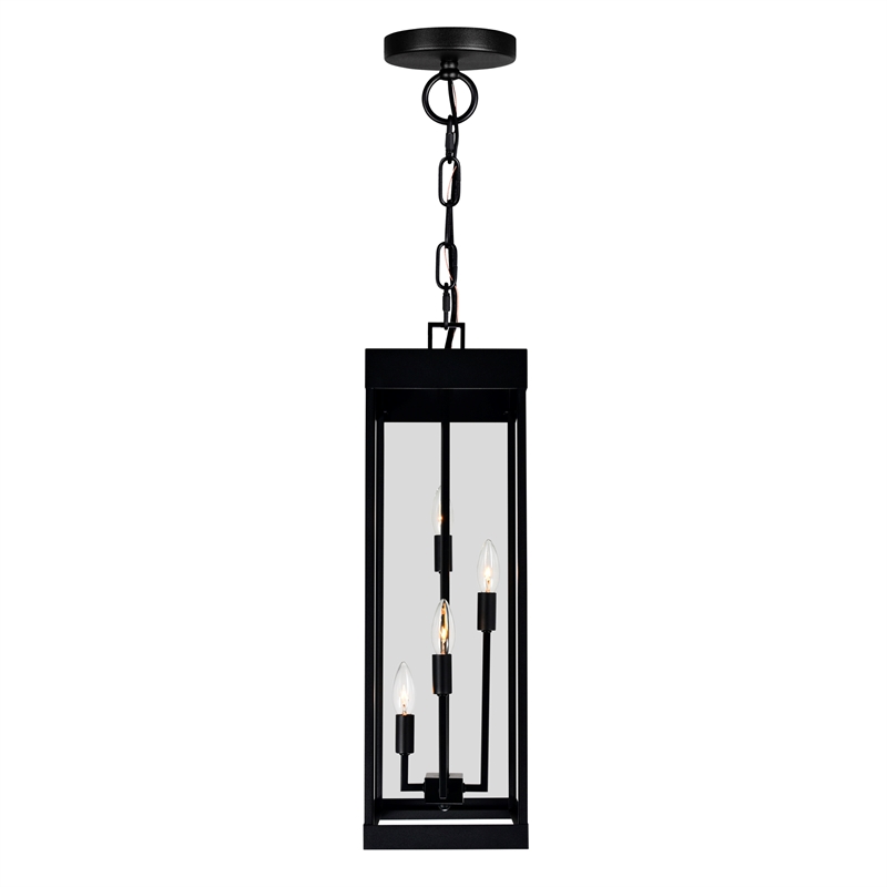 Pemberly Row Modern 4 Light Black Metal Outdoor Ceiling Light