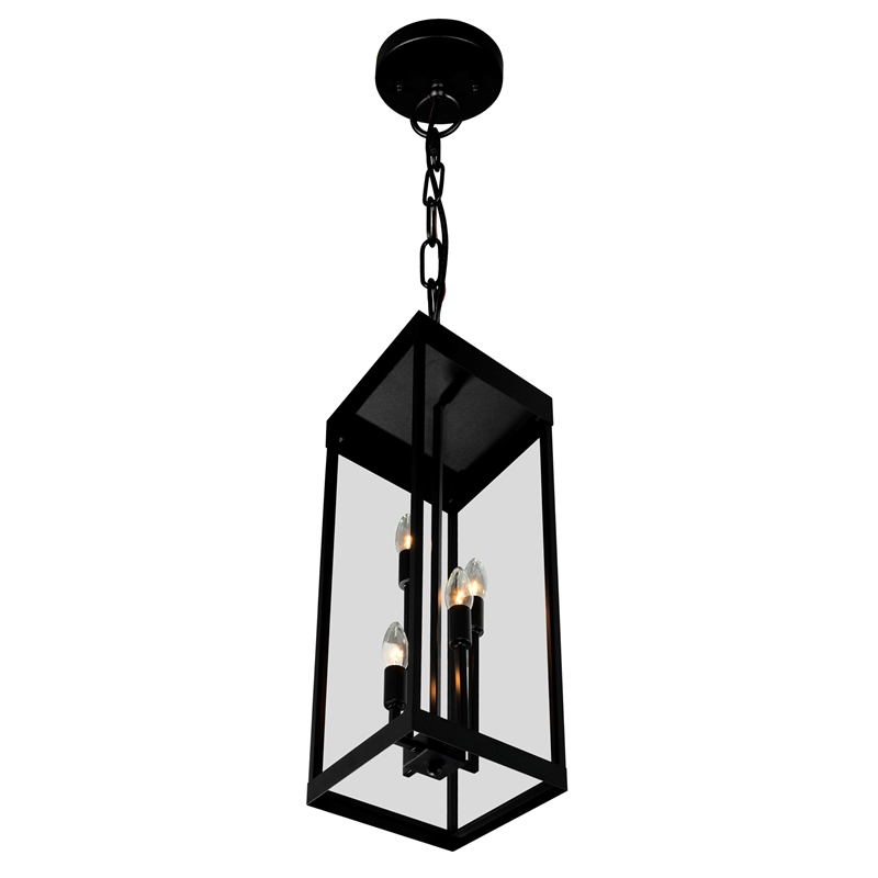 Pemberly Row Modern 4 Light Black Metal Outdoor Ceiling Light