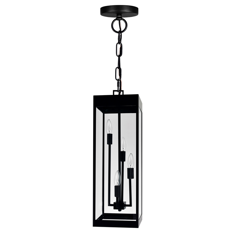 Pemberly Row Modern 4 Light Black Metal Outdoor Ceiling Light