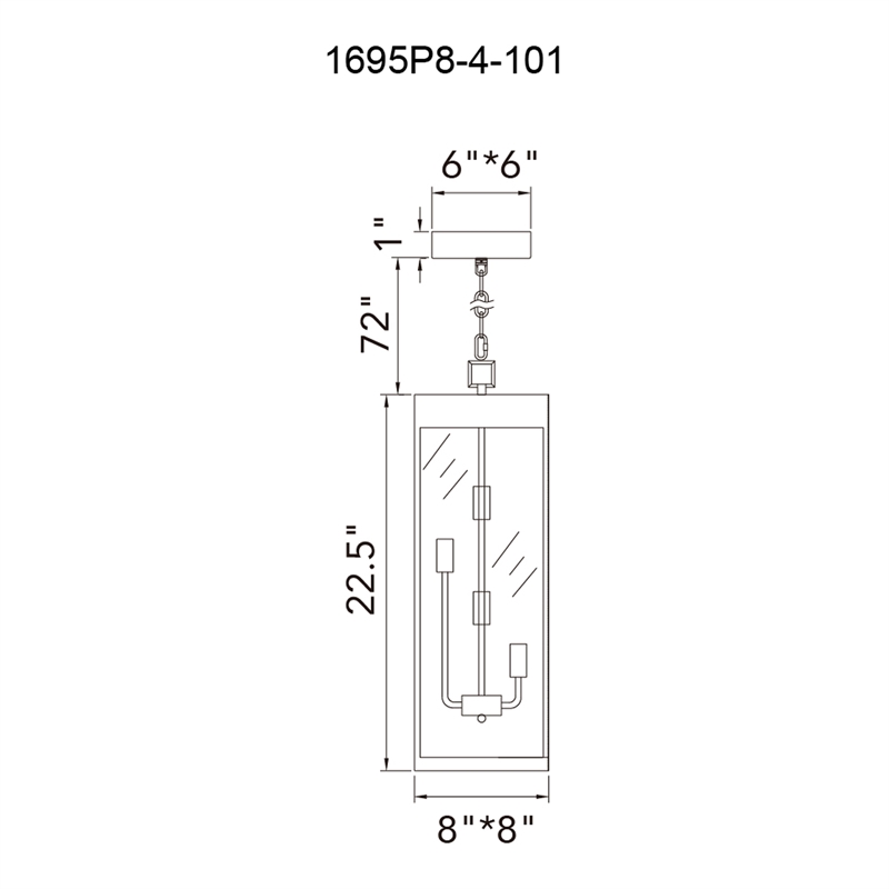 Pemberly Row Modern 4 Light Black Metal Outdoor Ceiling Light