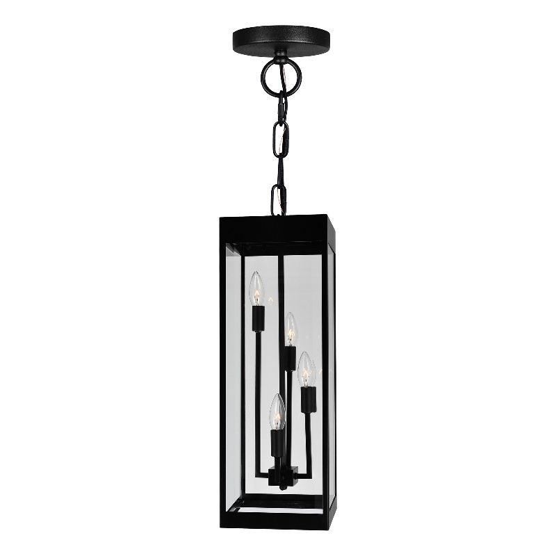 Pemberly Row Modern 4 Light Black Metal Outdoor Ceiling Light